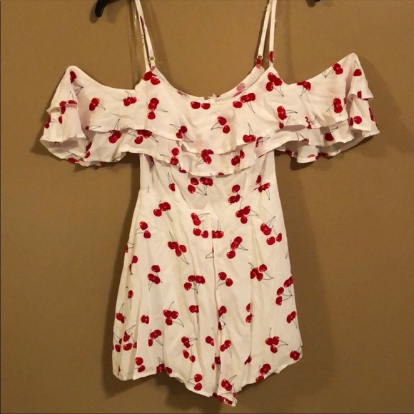 Cherry White Romper - Picture 3 of 3